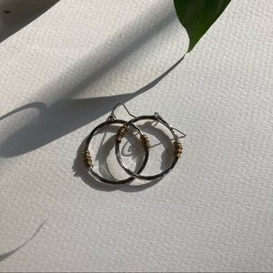 Handmade Circle Earrings With Gold Wire Accent